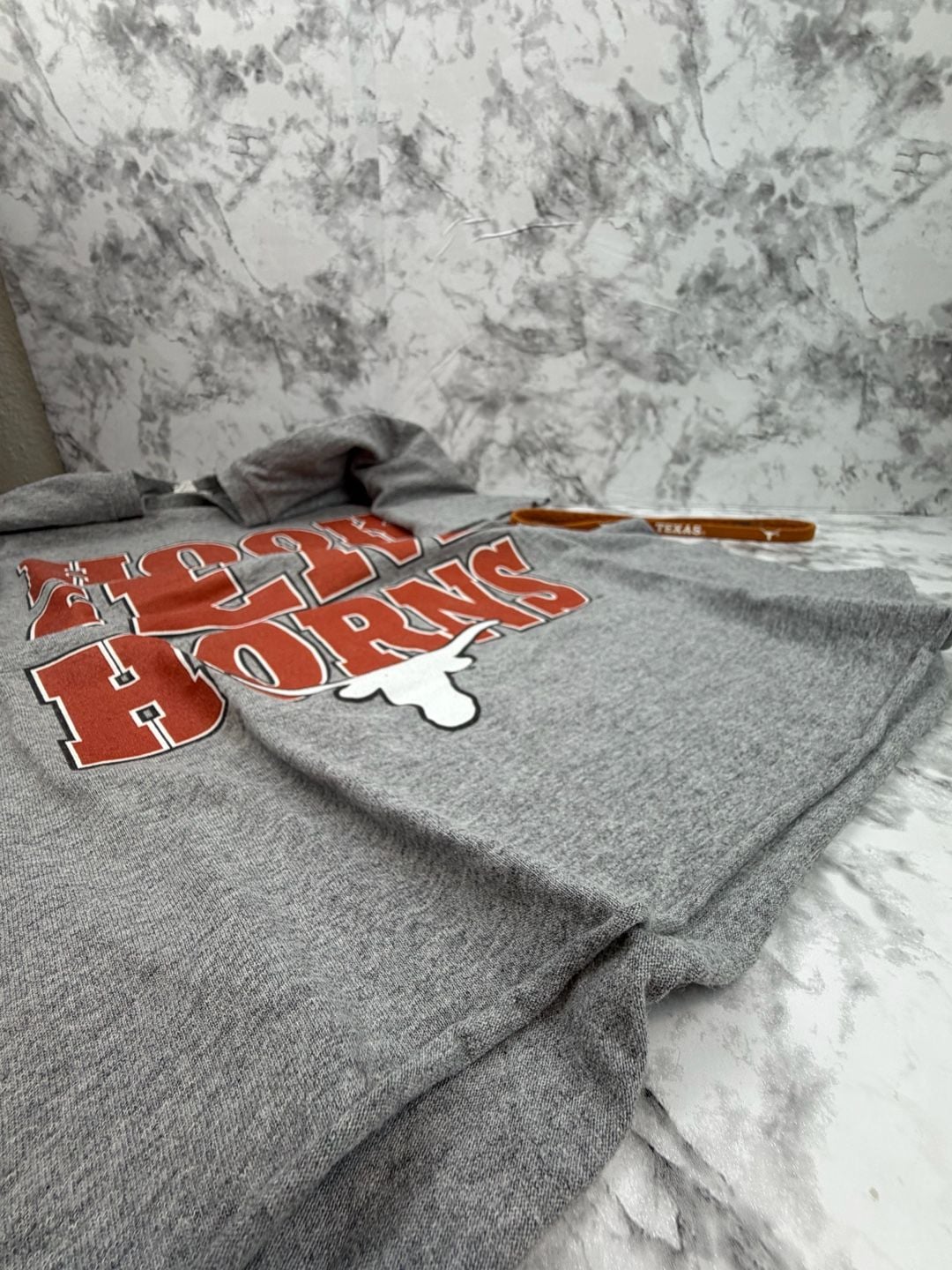 Longhorns Hook 'Em Horns Gray cut off T-Shirt and Texas Headband Set 5
