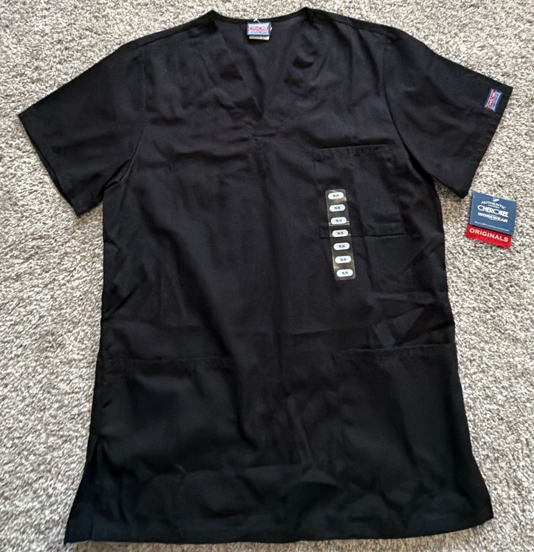 Cherokee Workwear Originals Unisex V-Neck Scrub Top Black XS Model 4876 2