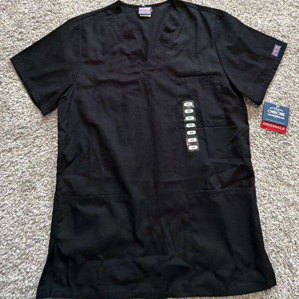 Cherokee Workwear Originals Unisex V-Neck Scrub Top Black XS Model 4876