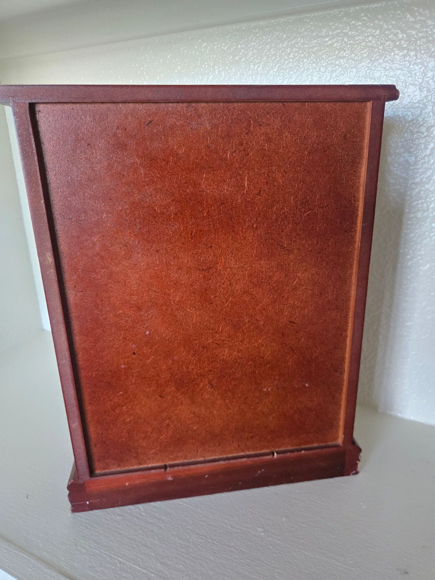 Large Vintage Wooden Jewelry Armoire Chest with Etched Floral Glass Doors 2 Drawers and Ring Holders 6