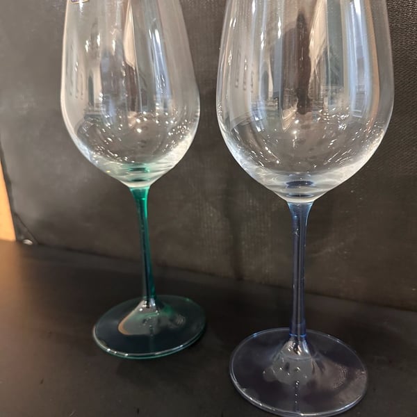 Bohemia Crystal Ombre Blue and Green Wine Glasses Set of 2