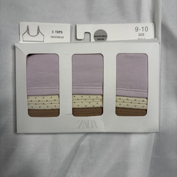 Zara Girls 3 Tops Underwear Set Size 9-10