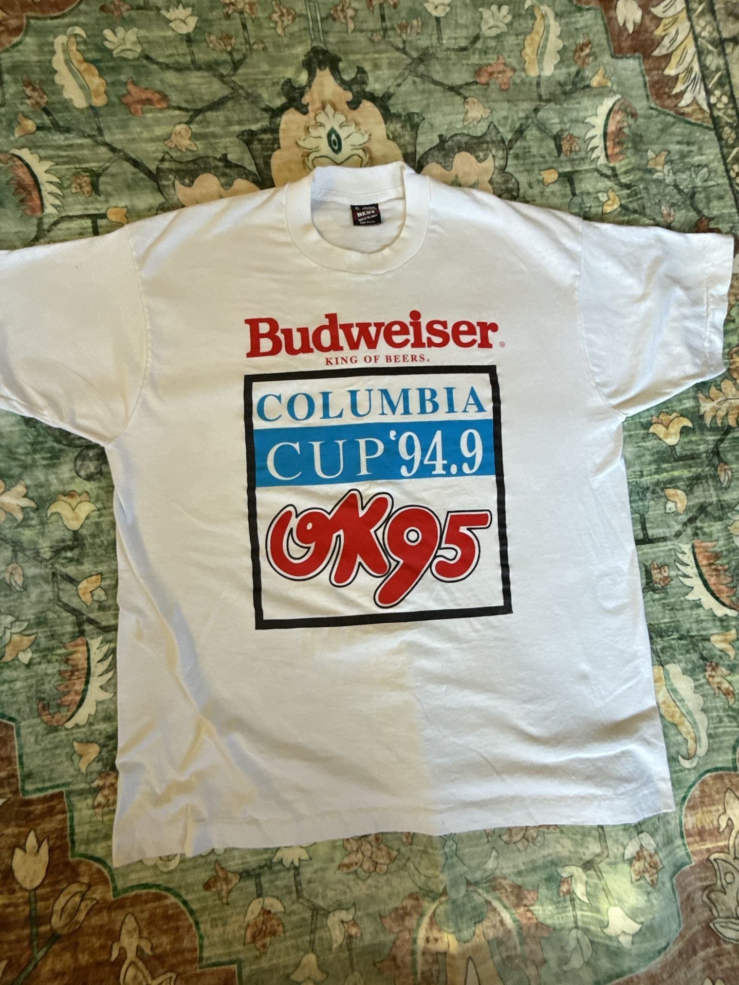 Vintage 1990s Budweiser Columbia Cup 94.9 GK95 White T-Shirt XL 3