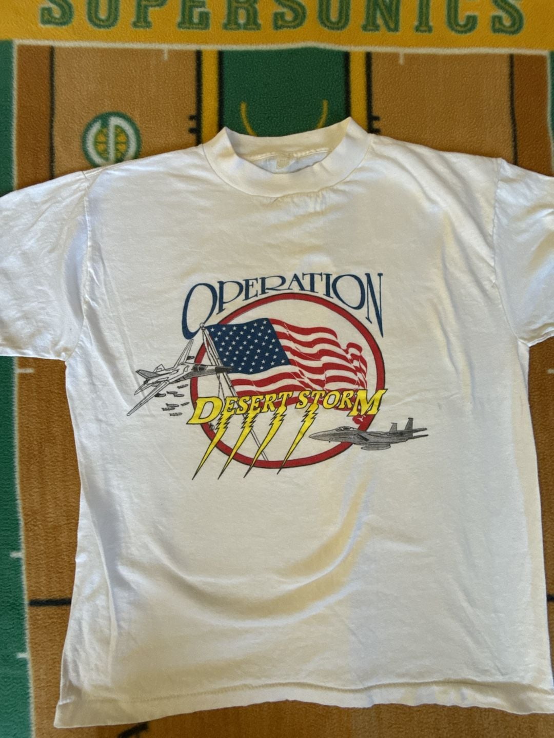 Vintage 1991 Operation Desert Storm Military Graphic T-Shirt White 2