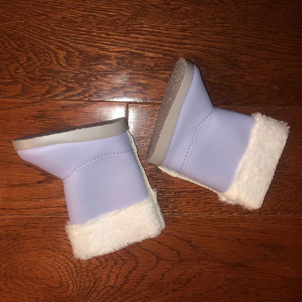 American Girl Doll Soft As Snow Purple Boots With Faux Fur Trim
