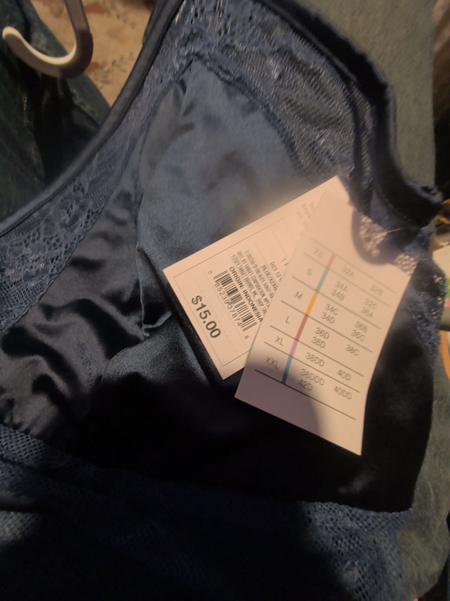 Auden Blue Satin Lace Triangle Bralette 2