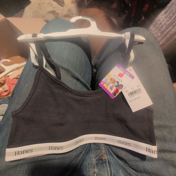 Hanes Ultimate Originals 2-Pack Stretch Cotton Scoop Bralette Black Gray M