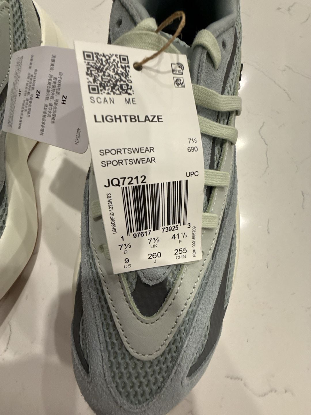 Adidas Lightblaze Lace-Up Sneakers Grey JQ7212 Women's Size 9 US 7