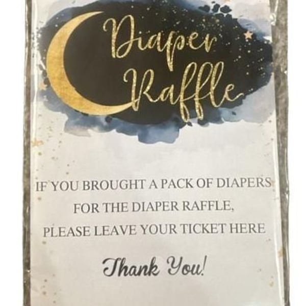 Diaper Raffle Tickets Baby Shower Game & Decoration, Twinkle Twinkle Gold Star