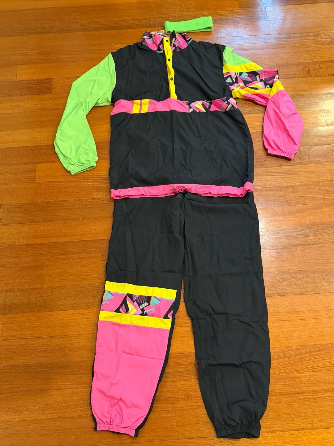 Adult 80s Neon Track Suit Halloween Costume Men's Women's Unisex 2