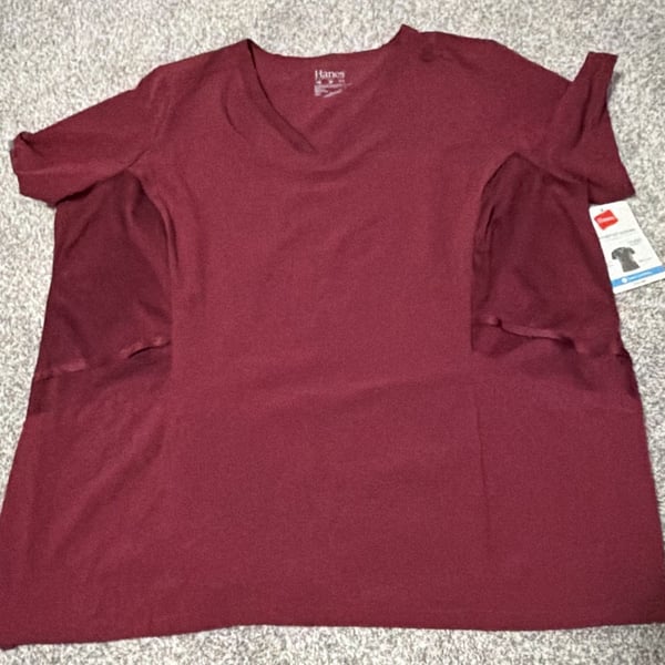 Hanes- Comfort Fit Scrubs Women's V-Neck Scrub Top Afternoon Burgundy XL