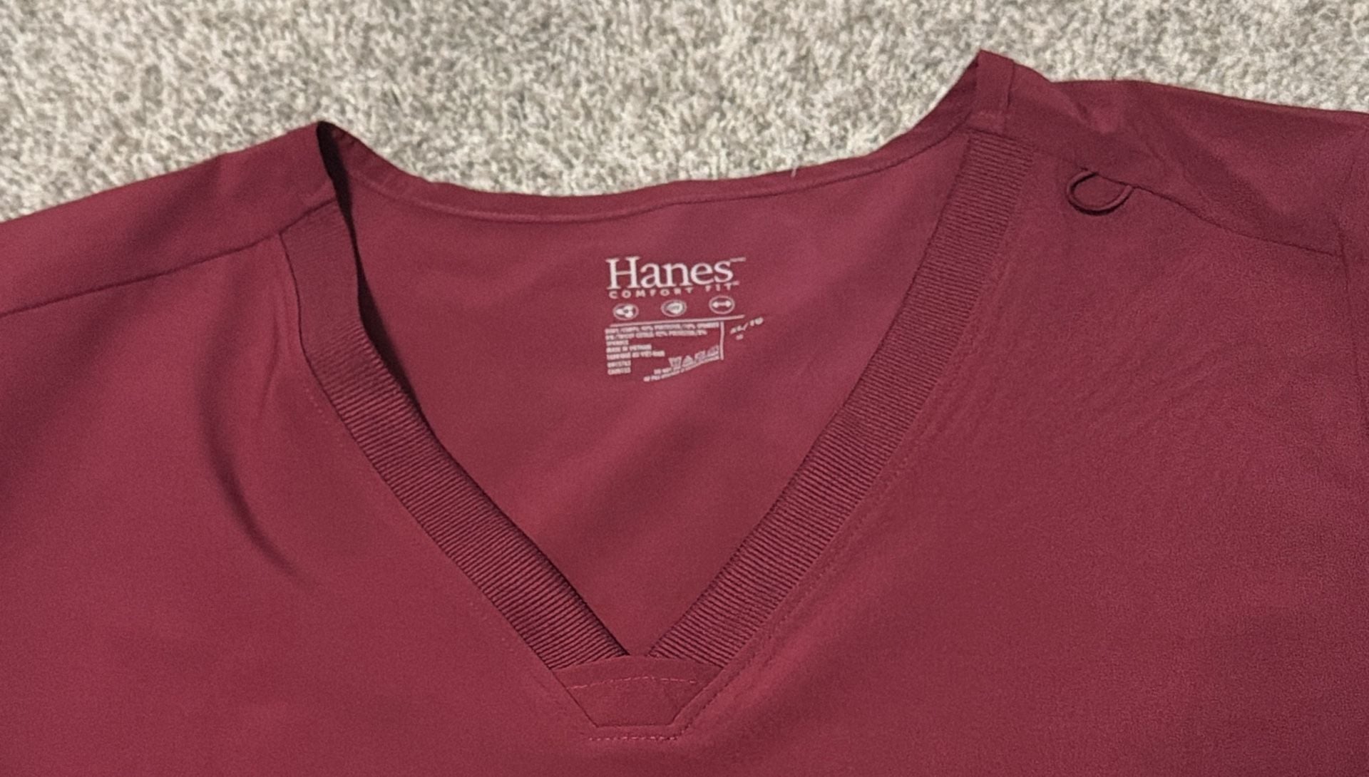 Hanes- Comfort Fit Scrubs Women's V-Neck Scrub Top Afternoon Burgundy XL 3