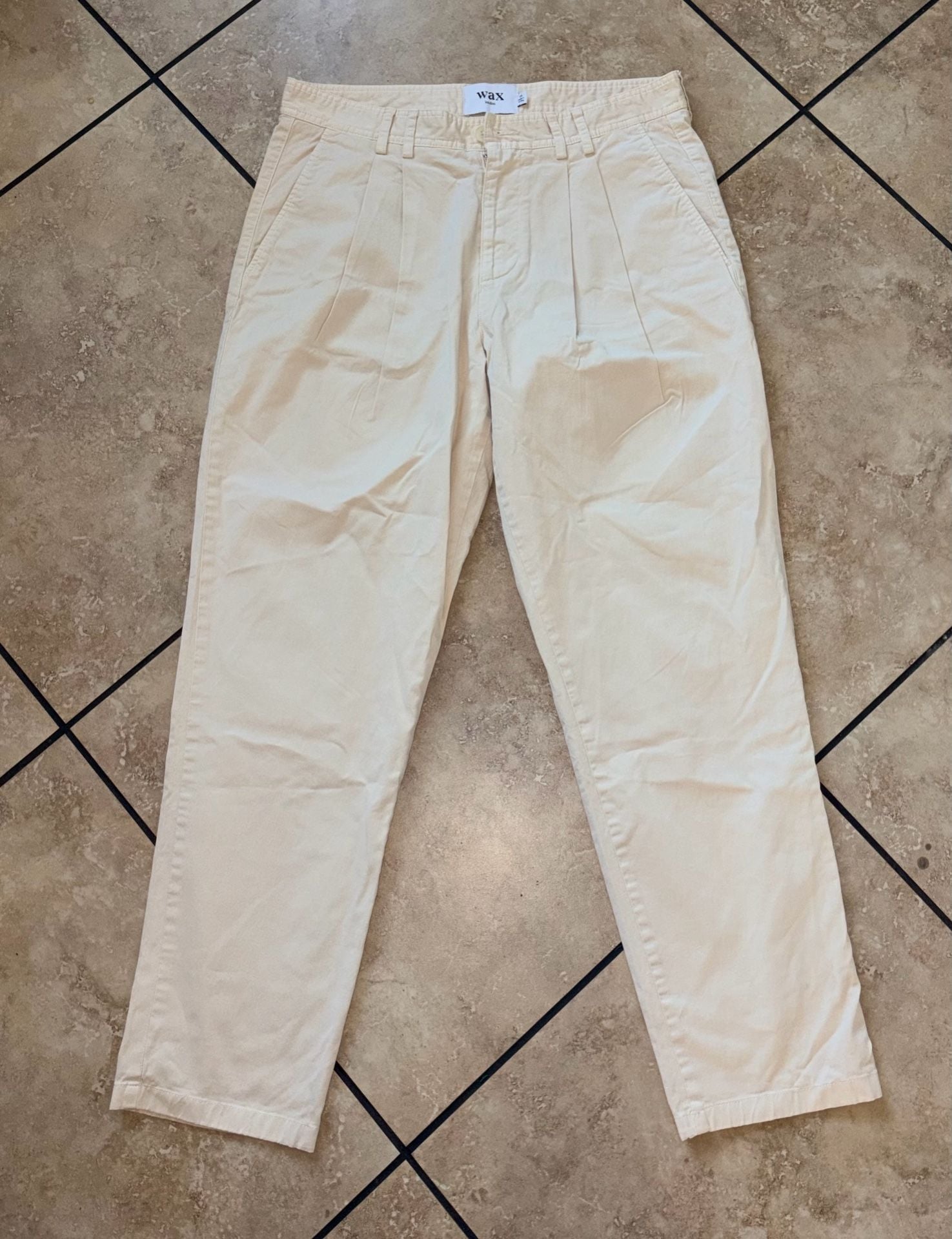 Wax London Pleated Trousers Cream Size 34 2