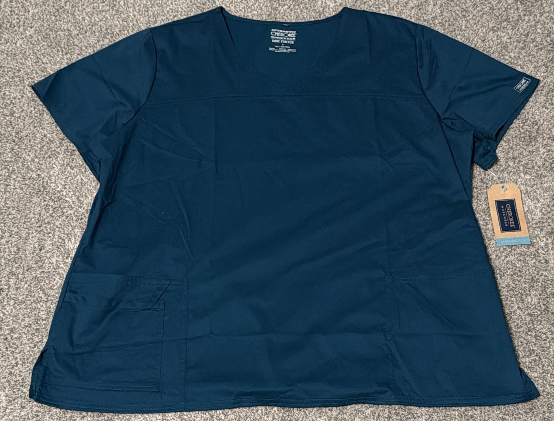 Cherokee Workwear Core Stretch V-Neck Scrub Top Dark Teal 3XL 2