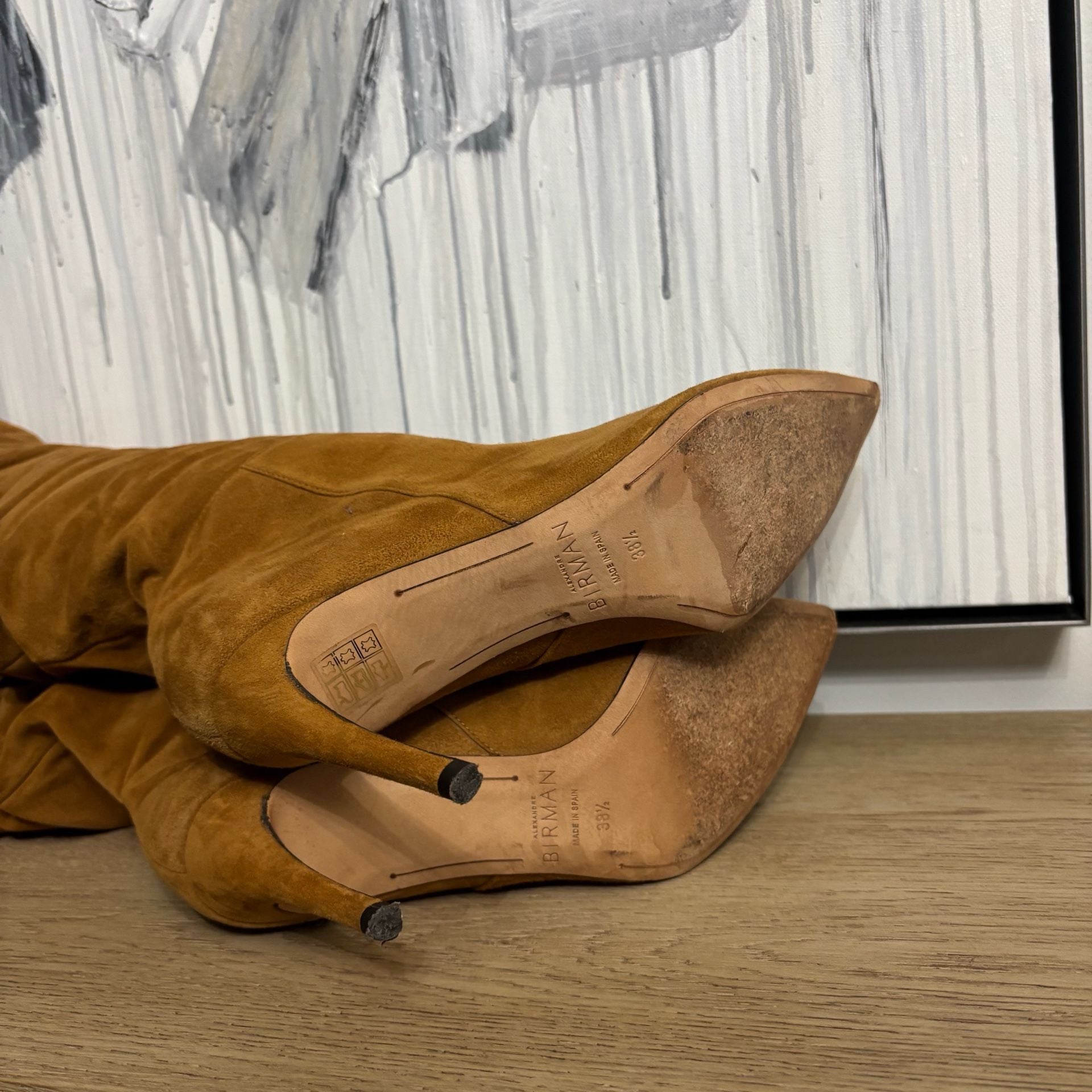 Alexandre Birman Brown Suede Slouchy Pointed Toe Stiletto Heeled Boots Size 38.5 3
