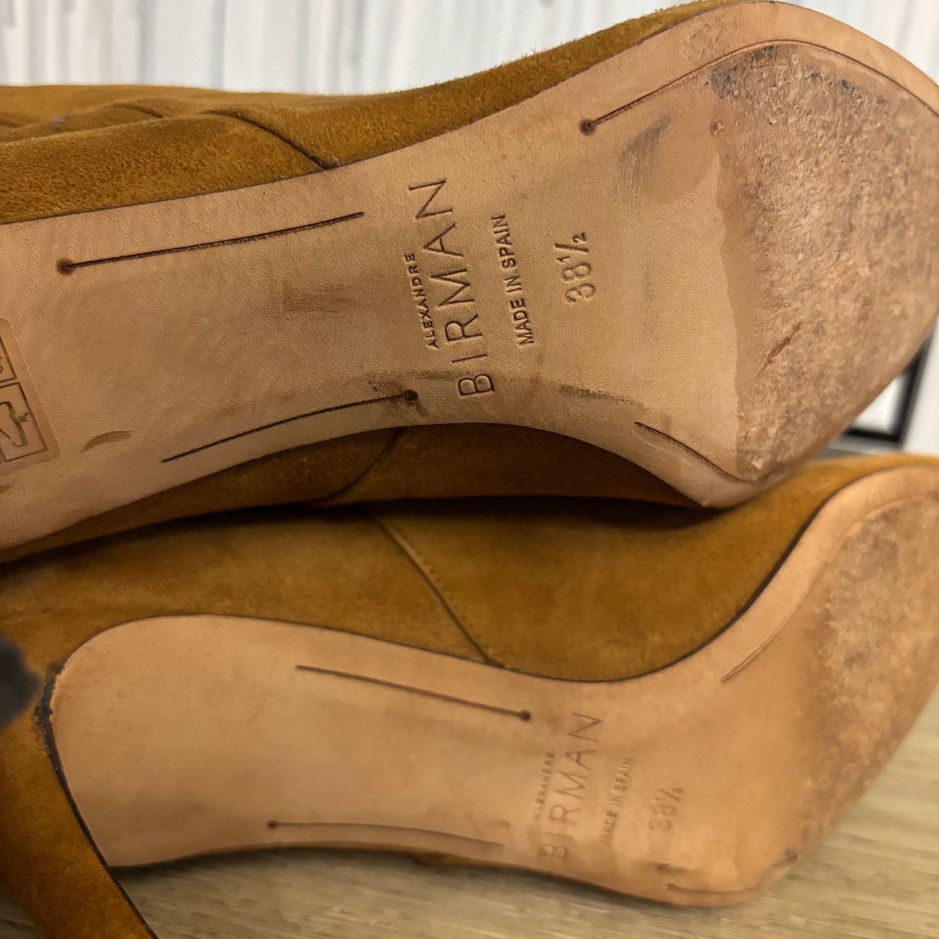 Alexandre Birman Brown Suede Slouchy Pointed Toe Stiletto Heeled Boots Size 38.5 9