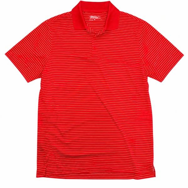 Nike Golf Tour Performance Red and White Striped Polo Shirt Large