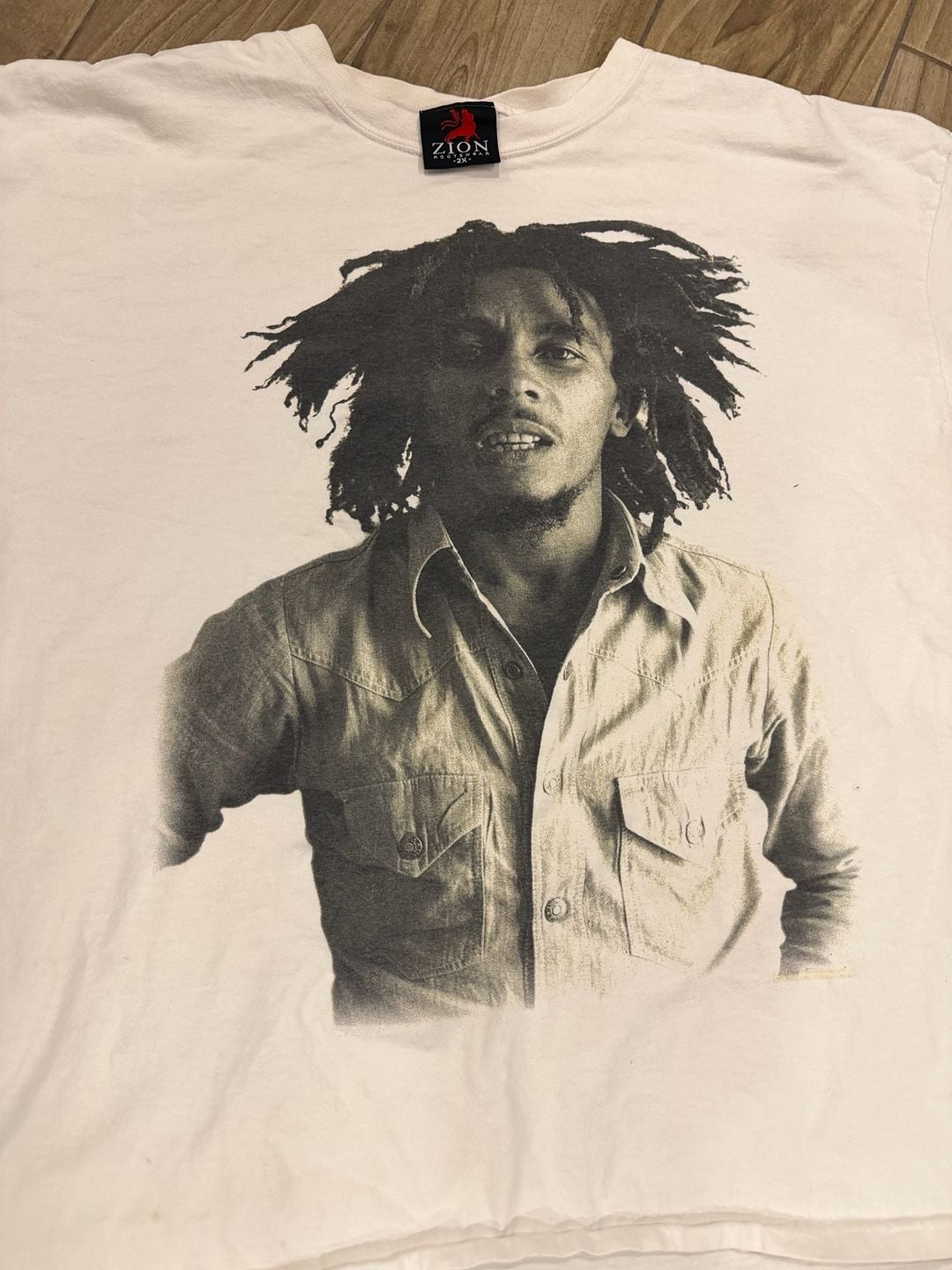 Vintage Zion Rootswear Bob Marley White Graphic T-Shirt Size 2XL
#y2k 3