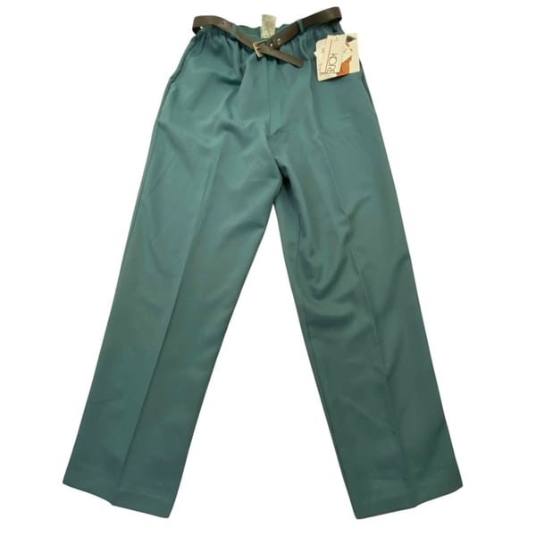Vintage Koret Green Dacron Polyester Wool Blend Dress Pants with Belt
