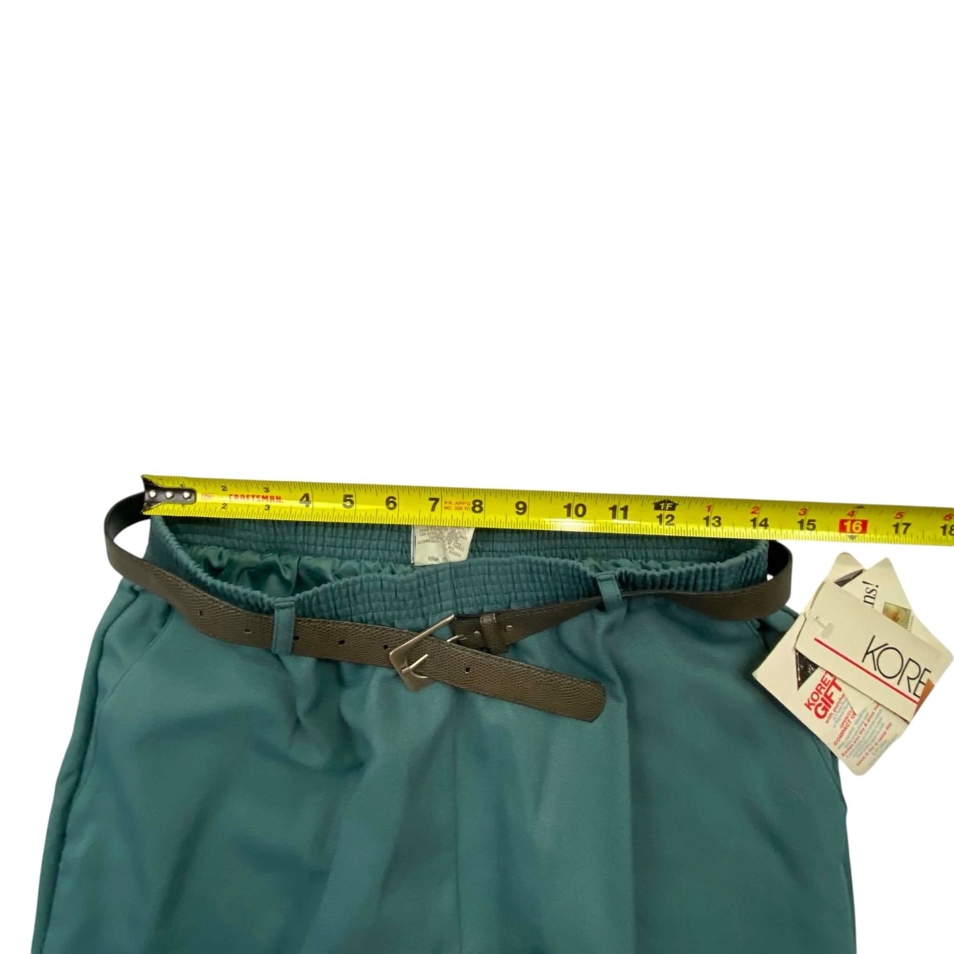 Vintage Koret Green Dacron Polyester Wool Blend Dress Pants with Belt 7