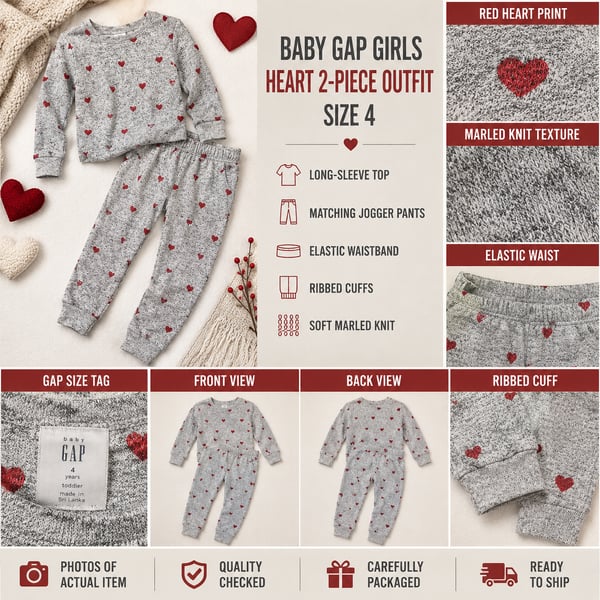 Baby Gap Girls Heart 2-Piece Outfit Size 4