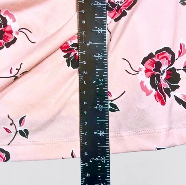 Liz Claiborne Career Pink Floral Print Ring-Buckle Ruched Blouse Size L 8