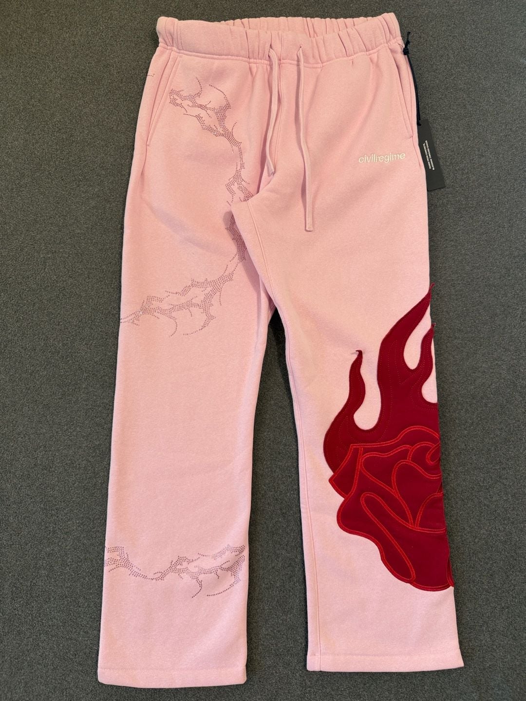 Civil Regime Bloom Bankai Concrete Rose Rhinestone Sweatpants Pink Large 2