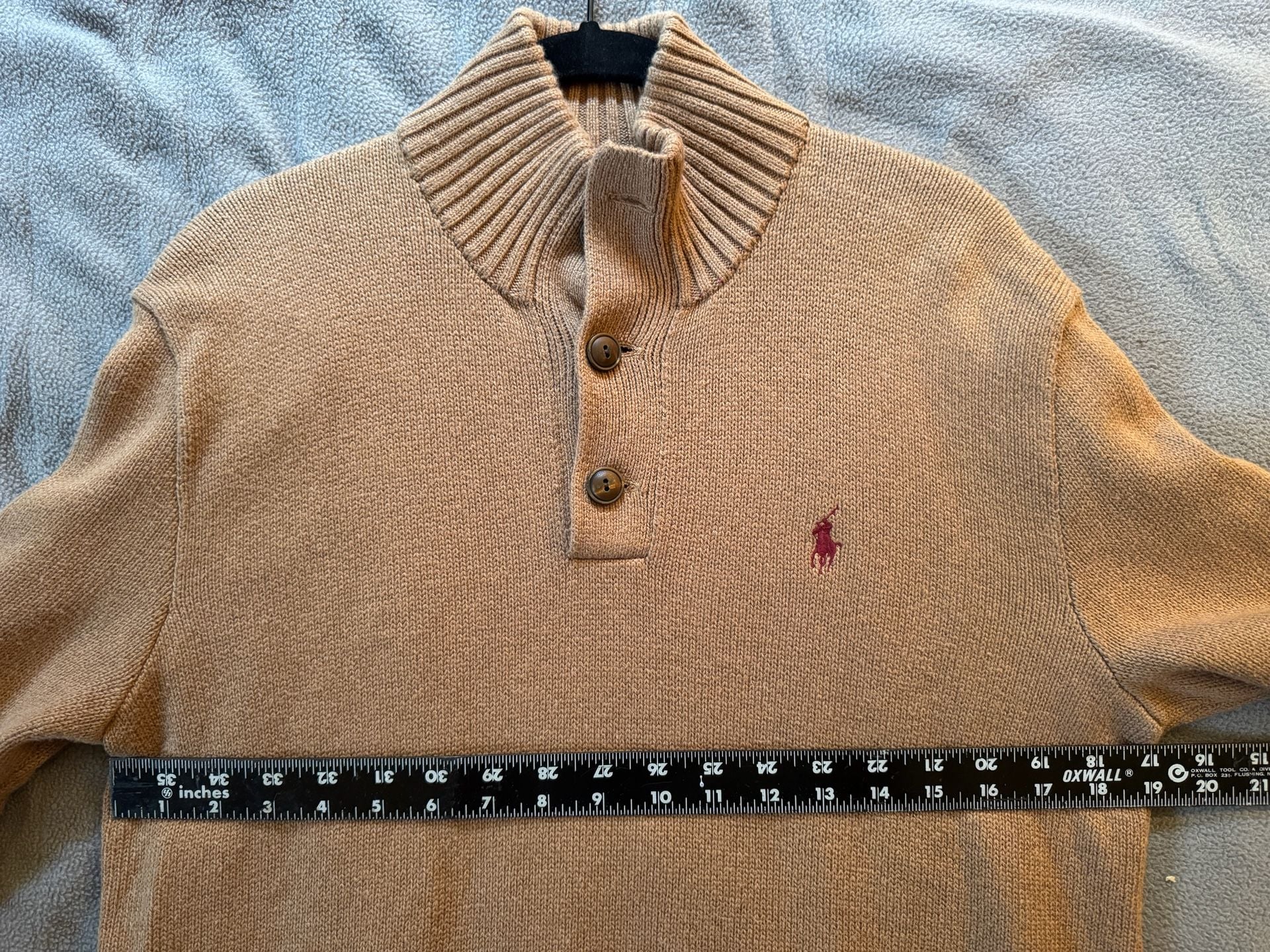 Polo Ralph Lauren Men's Brown Knit Mock Neck Button Pullover Size S 10