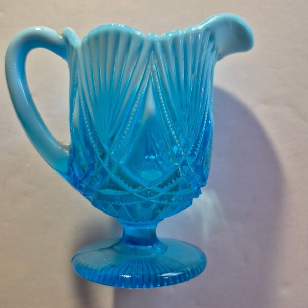 Antique George Davidson Blue Pearline Jug Creamer