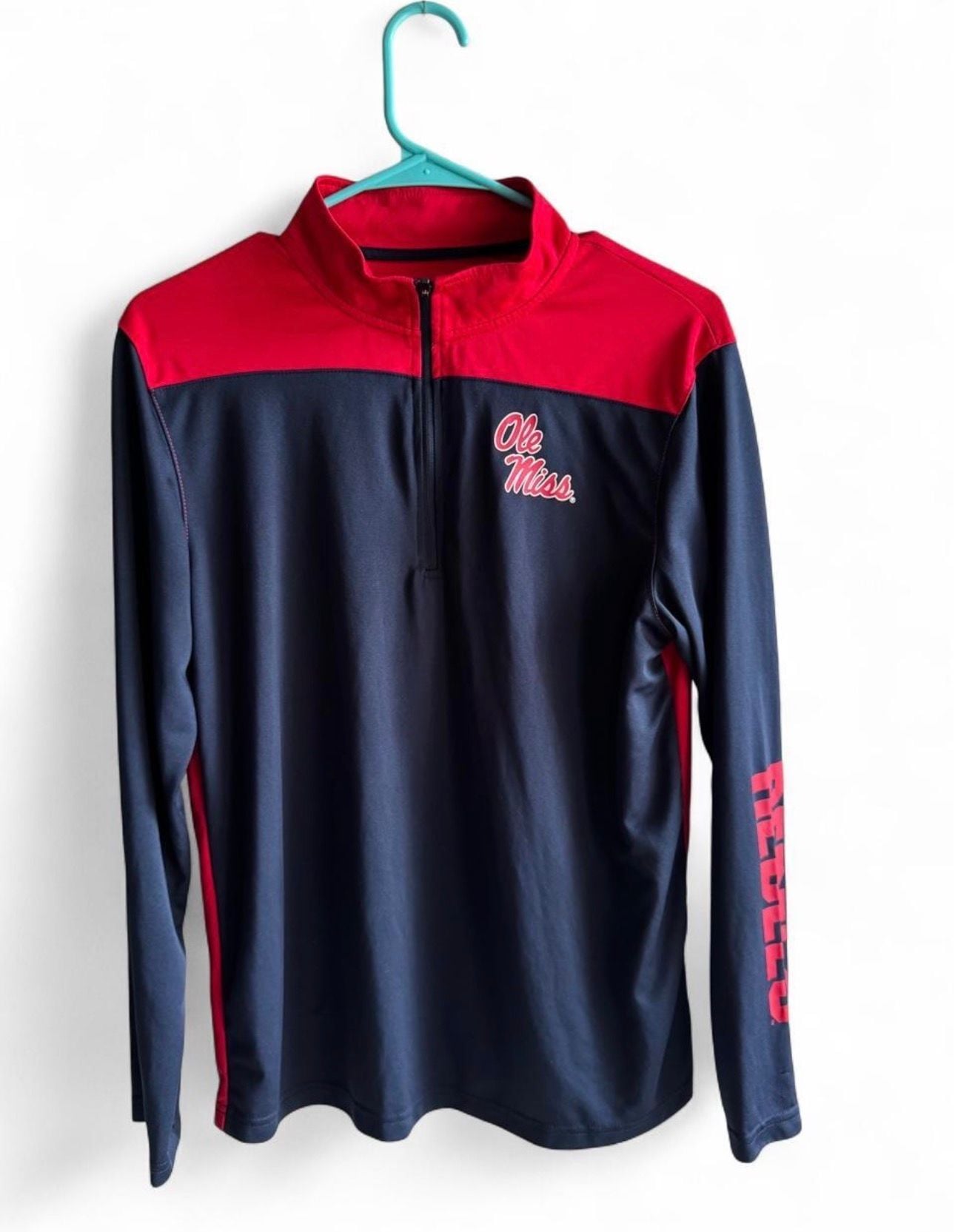 Colosseum Youth XL Ole Miss Rebels Quarter Zip Pullover Jacket Navy Red 2
