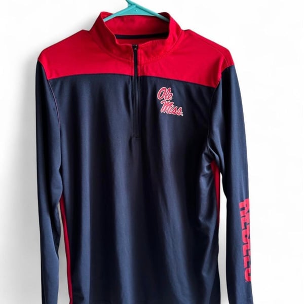 Colosseum Youth XL Ole Miss Rebels Quarter Zip Pullover Jacket Navy Red