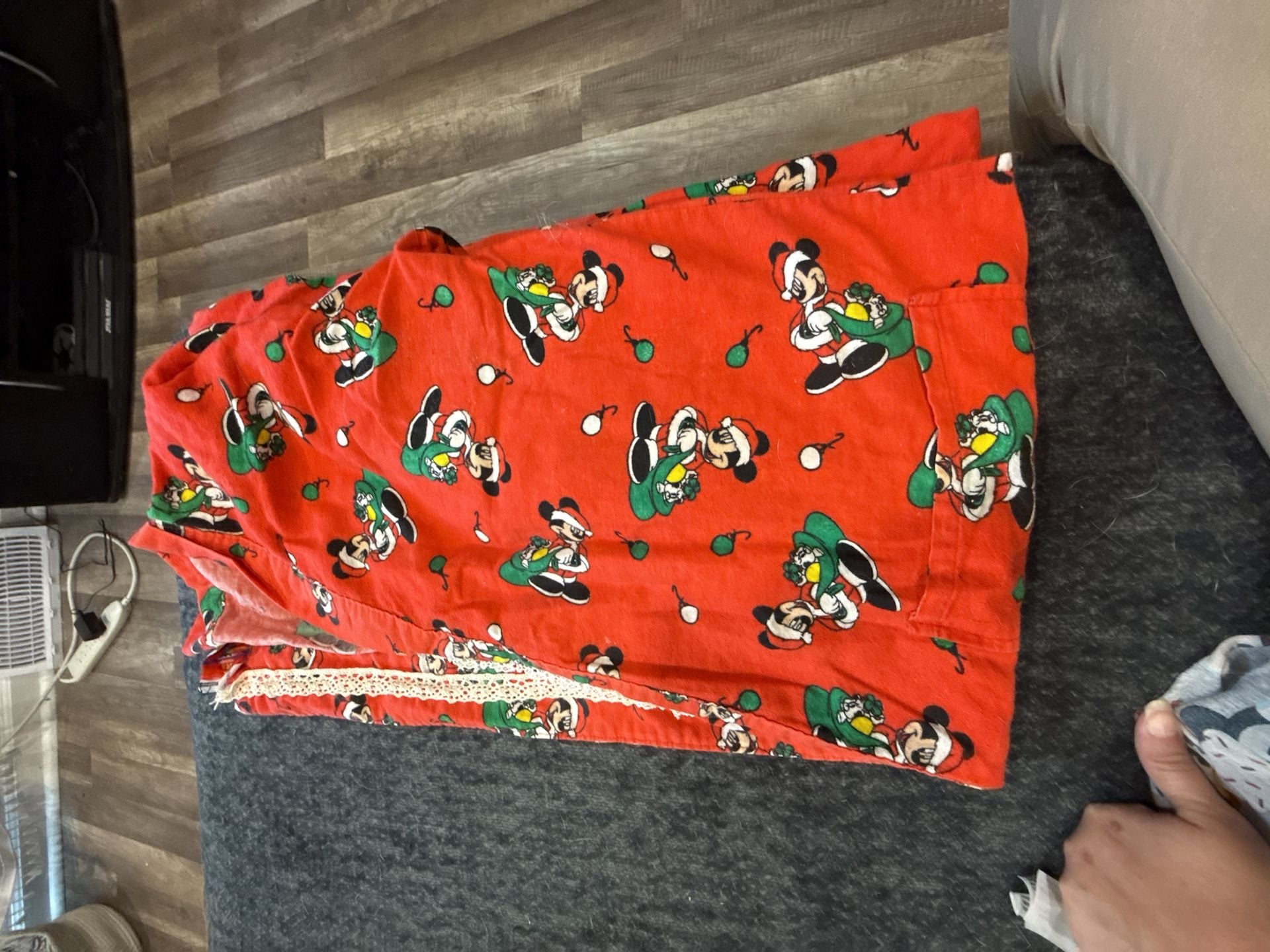 Vintage Disney Good Night Mickey Robe Christmas Adult One Size Red Sleepwear 1