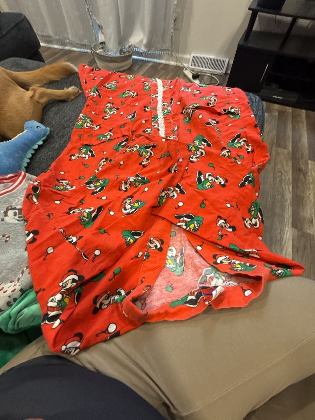 Vintage Disney Good Night Mickey Robe Christmas Adult One Size Red Sleepwear 4