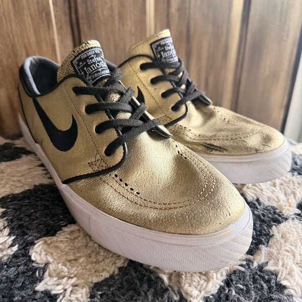 Nike SB Zoom Stefan Janoski L Metallic Gold Black White Skate Shoes