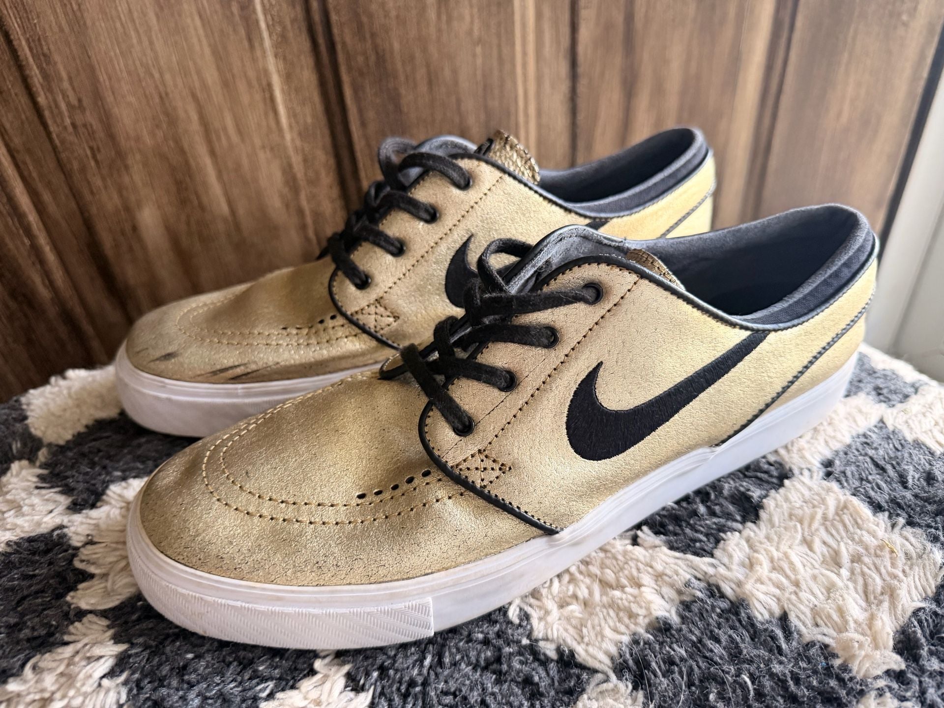 Nike SB Zoom Stefan Janoski L Metallic Gold Black White Skate Shoes 5