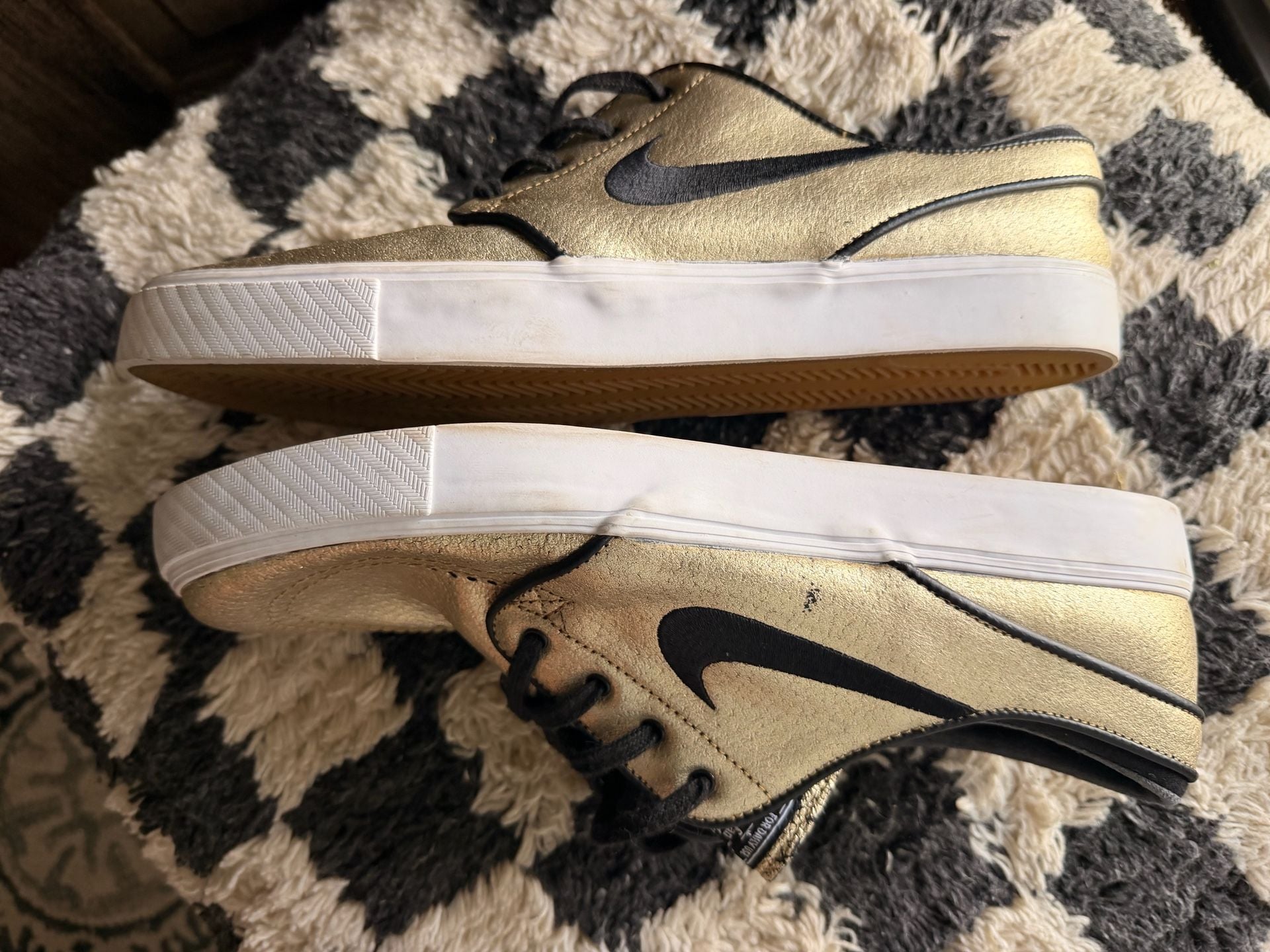 Nike SB Zoom Stefan Janoski L Metallic Gold Black White Skate Shoes 7