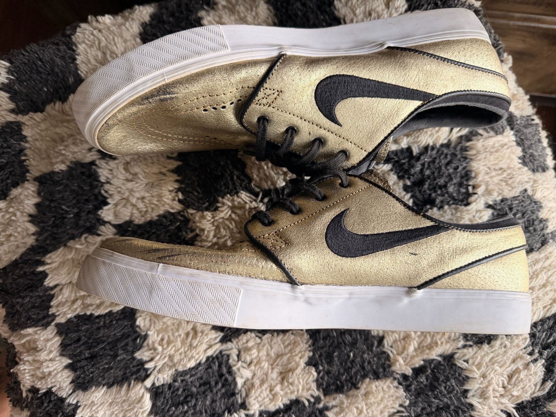 Nike SB Zoom Stefan Janoski L Metallic Gold Black White Skate Shoes 8