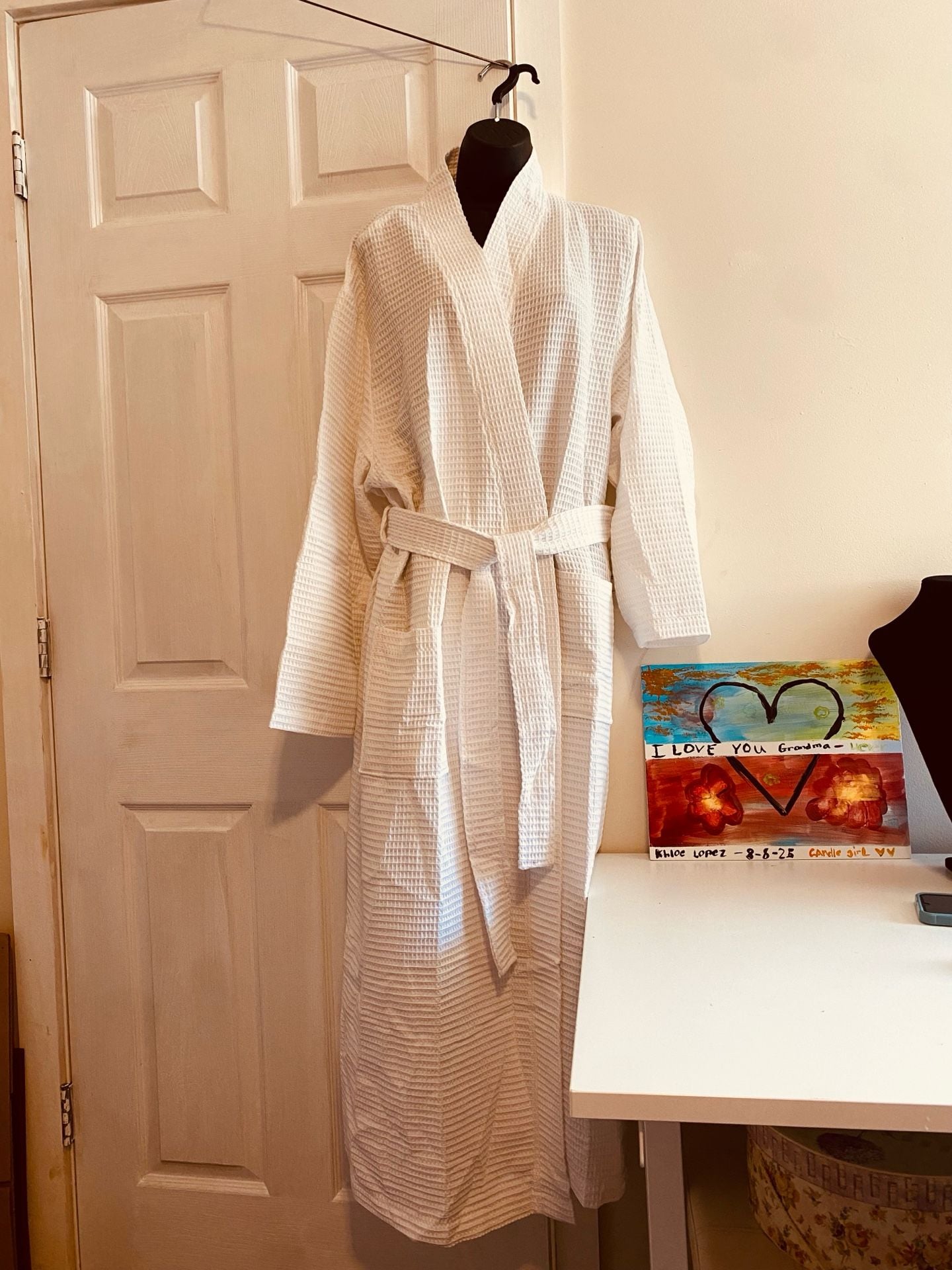 Kassatex New York White Waffle Weave Spa Bathrobe Size L/XL 2