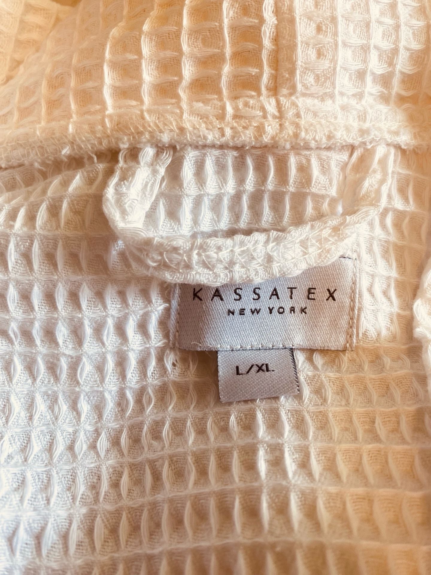 Kassatex New York White Waffle Weave Spa Bathrobe Size L/XL 4