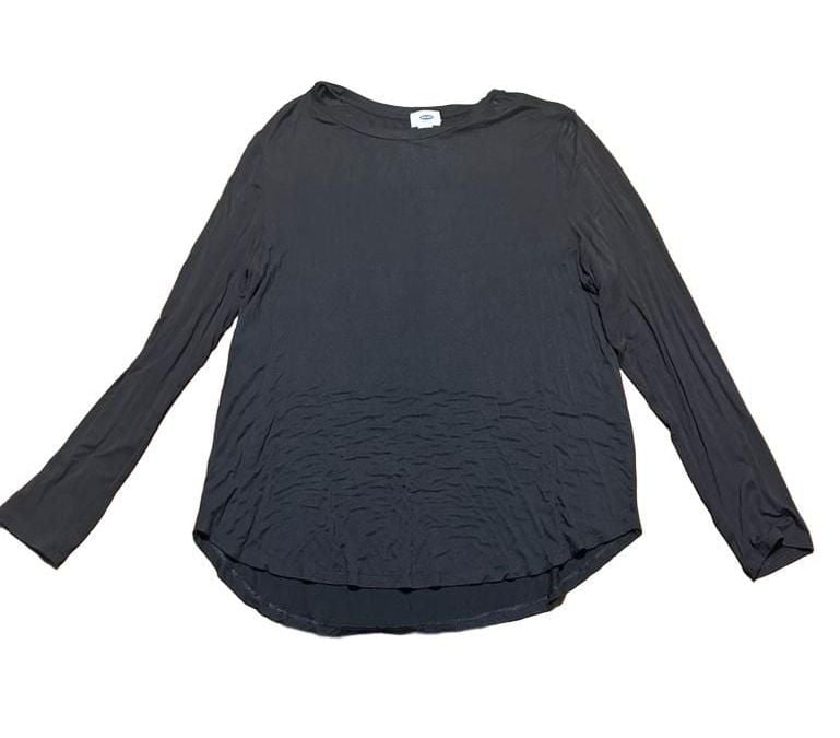 Old Navy Women's Black Long Sleeve Scoop Neck Curved Hem Top Size XXL 2