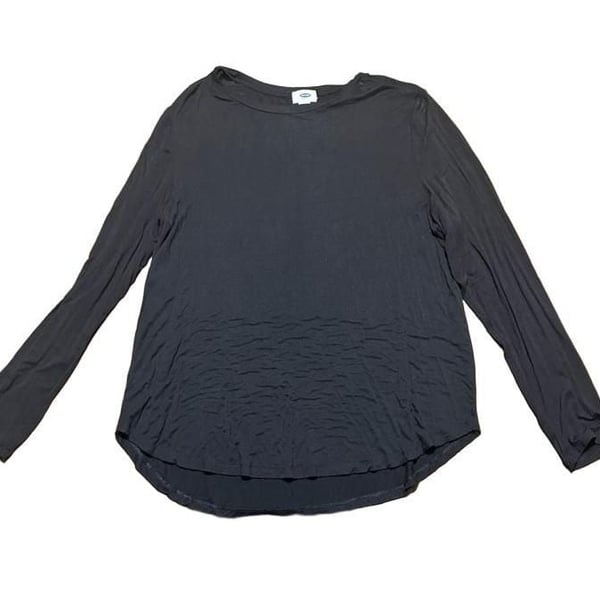 Old Navy Women's Black Long Sleeve Scoop Neck Curved Hem Top Size XXL