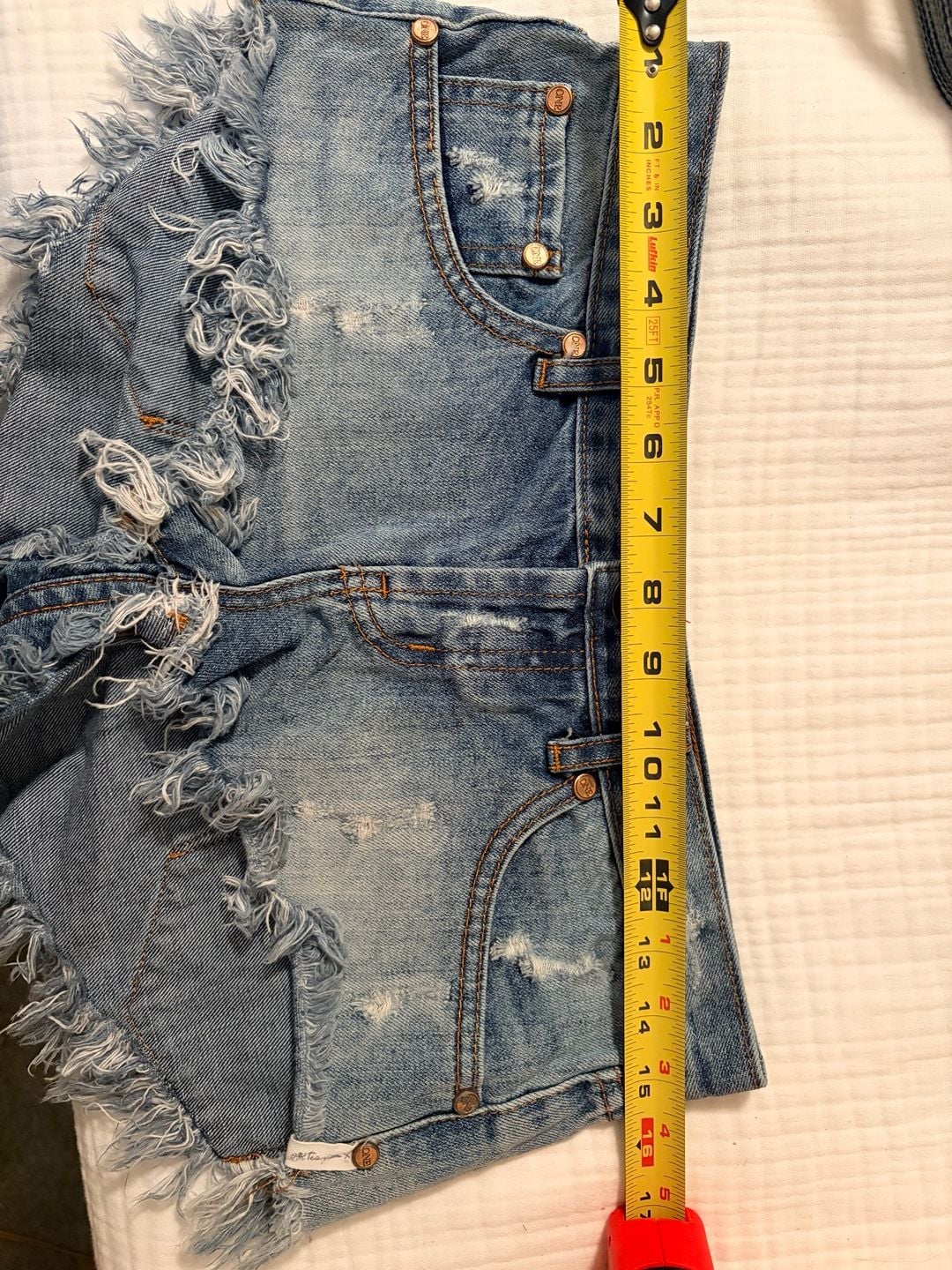 One Teaspoon Bonitas Low Waist Distressed Raw Hem Denim Shorts 12