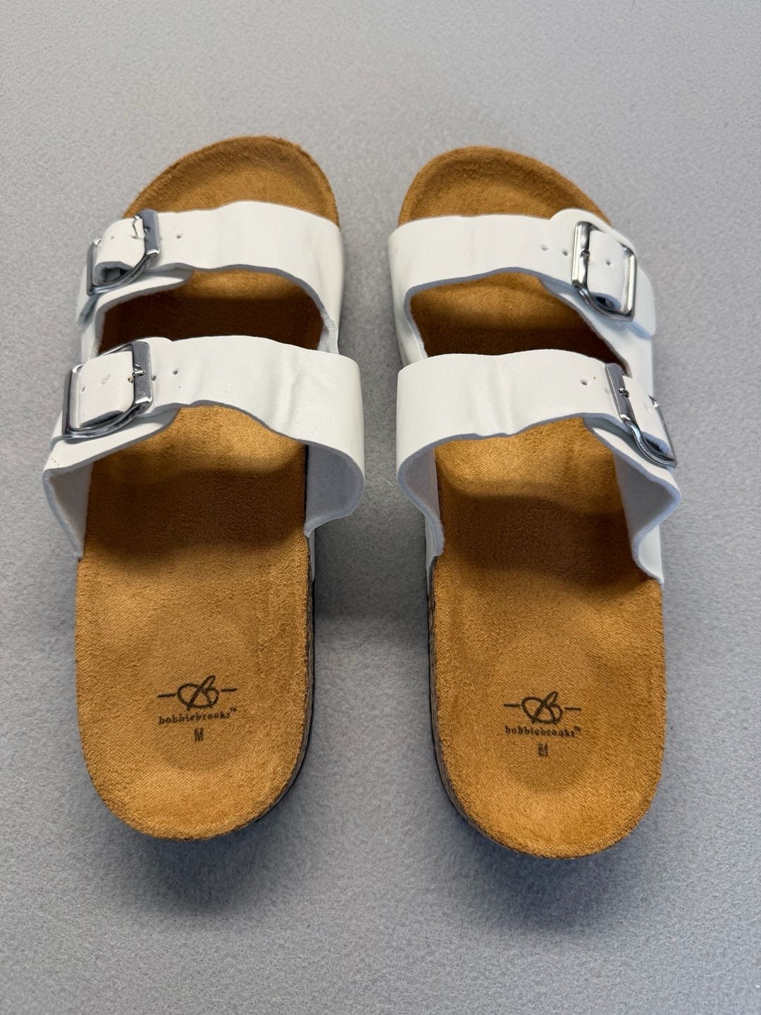 Bobbie Brooks Women's White Double Buckle Strap Sandals Size M 7/8 2