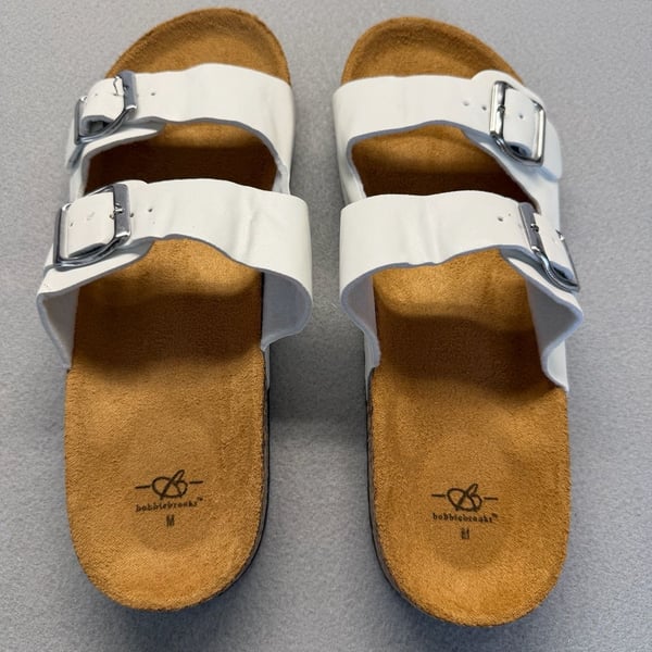 Bobbie Brooks Women's White Double Buckle Strap Sandals Size M 7/8
