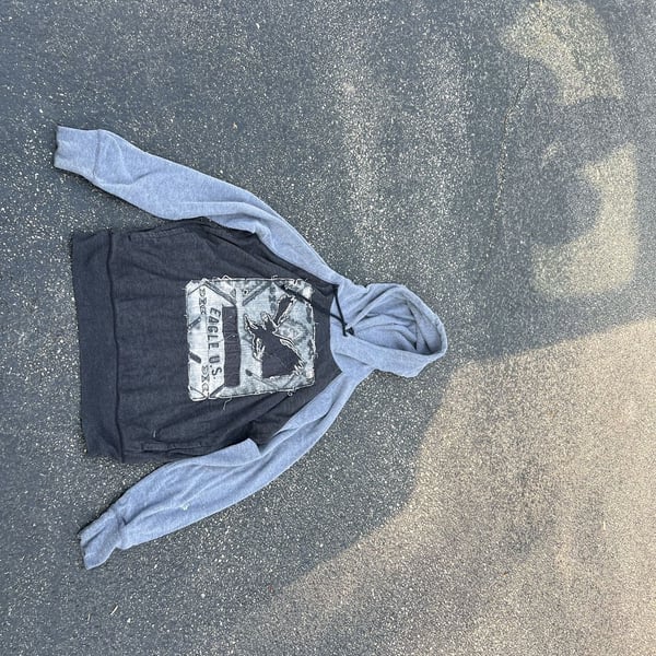 American Eagle Heritage Classic Fit Thermal Hoodie Men's Size Large Gray Black