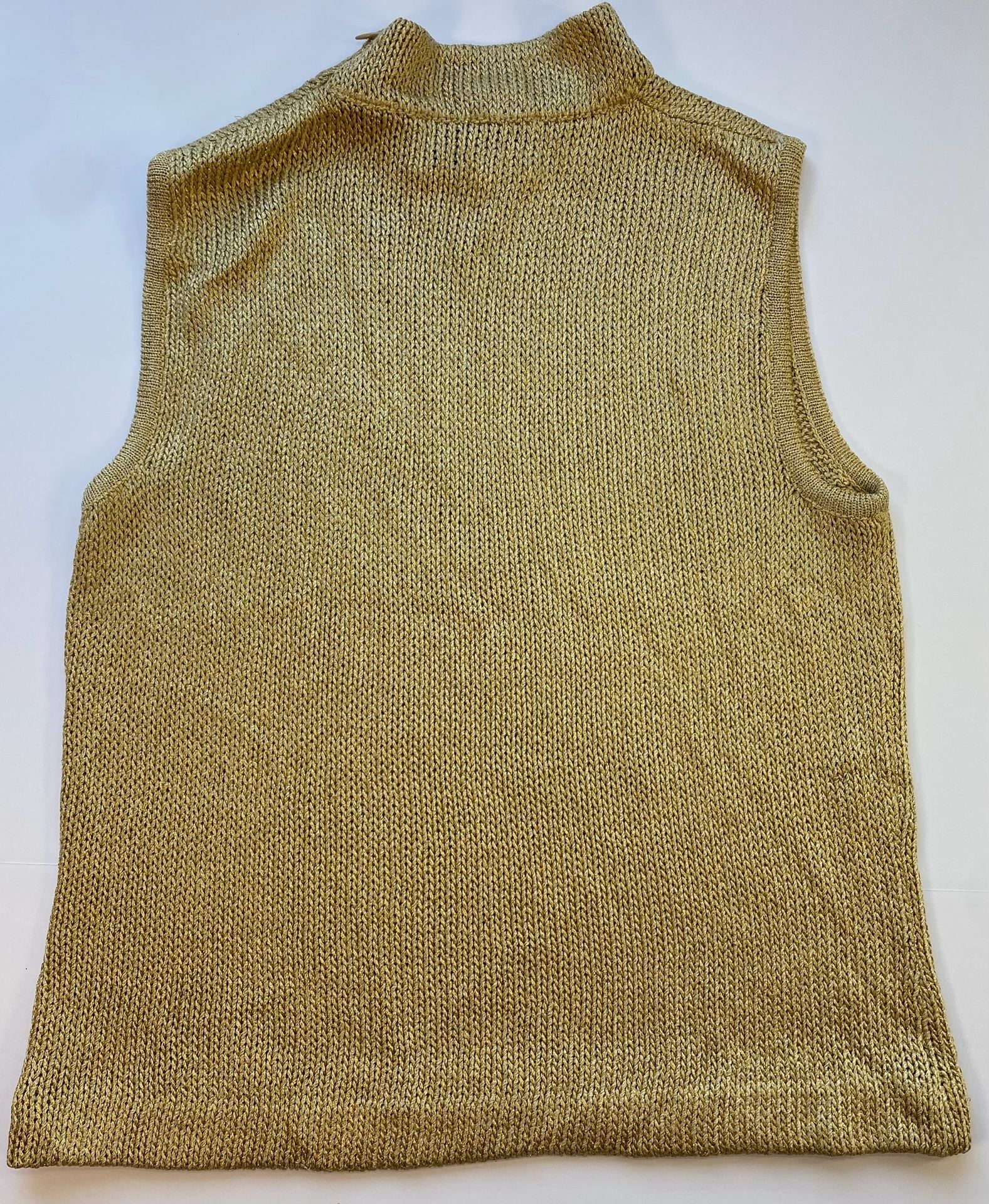 Vintage Y2K St. John Sport by Marie Gray Gold Metal  Knit Sleeveless Mock Size S 9
