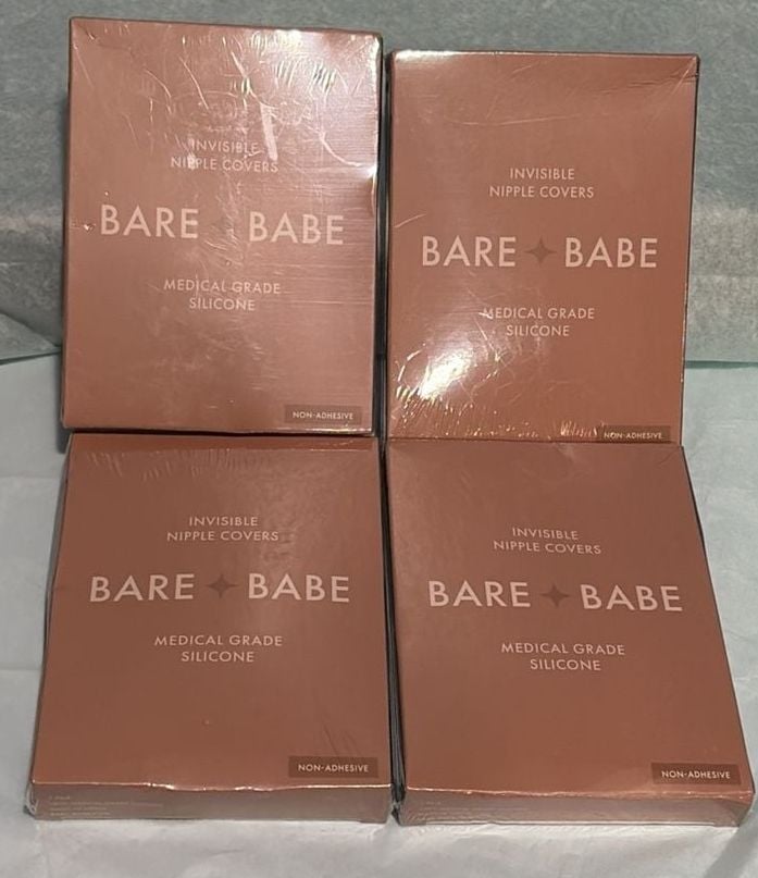 BareBabe Invisible NippleCovers MedicalGradeSilicone Non-Adhesive Caramel Lotof4 1