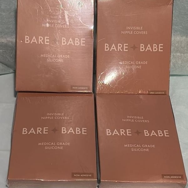 BareBabe Invisible NippleCovers MedicalGradeSilicone Non-Adhesive Caramel Lotof4