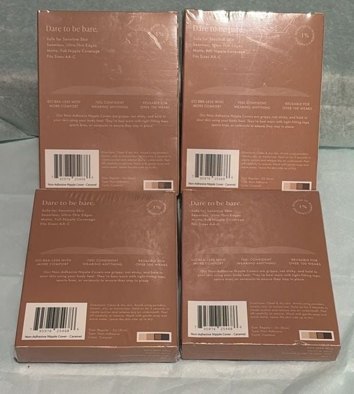BareBabe Invisible NippleCovers MedicalGradeSilicone Non-Adhesive Caramel Lotof4 2