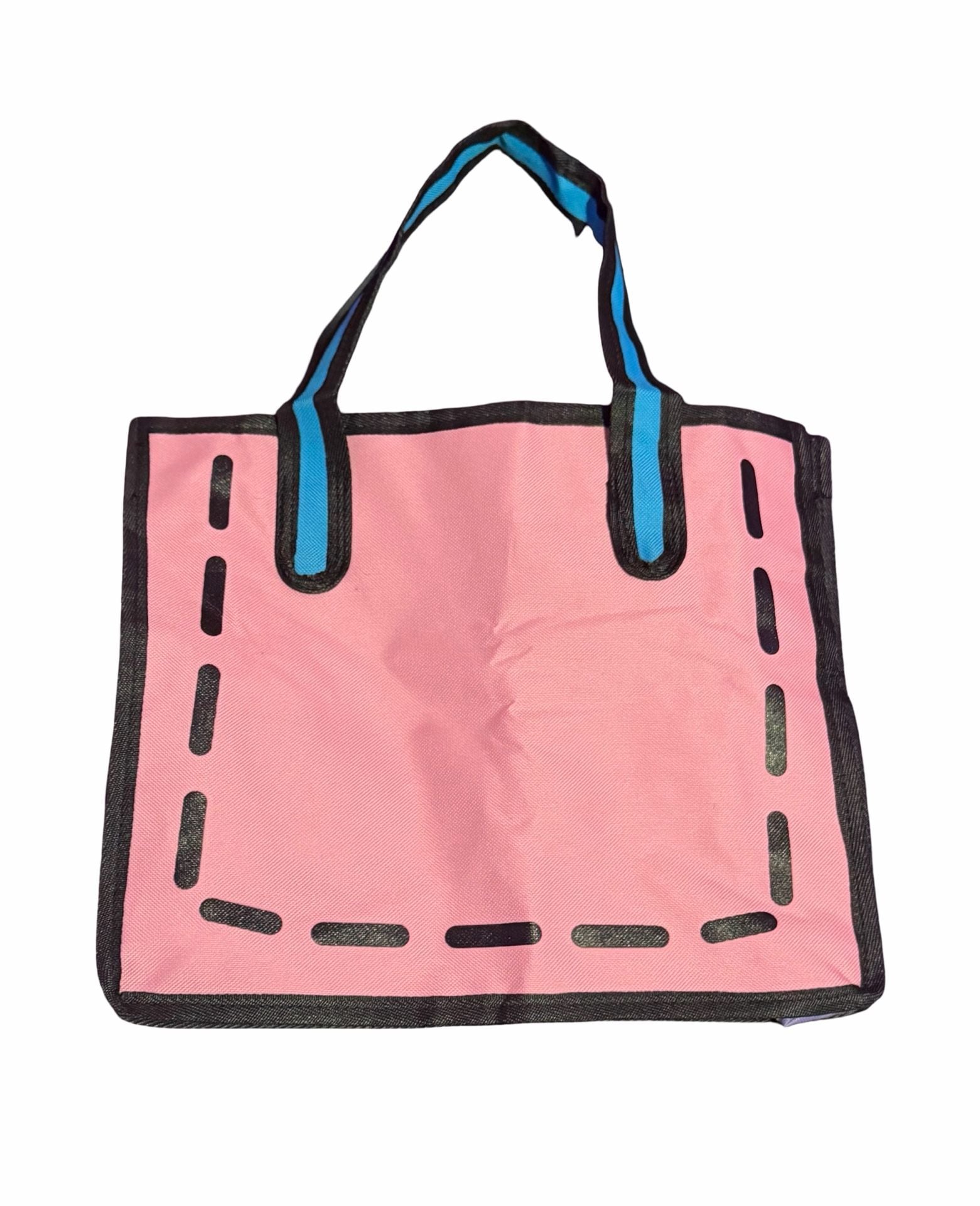 2D Cartoon Style Anime Tote Bag Pink Blue Shoulder Handbag 2